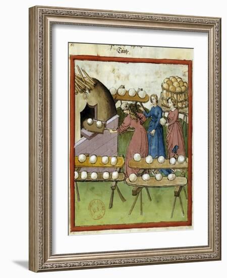 Female Bakers Making Bread - 14Th Cent. Illumination-null-Framed Giclee Print