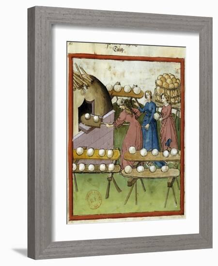 Female Bakers Making Bread - 14Th Cent. Illumination-null-Framed Giclee Print