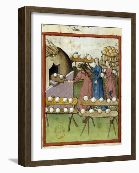 Female Bakers Making Bread - 14Th Cent. Illumination-null-Framed Giclee Print