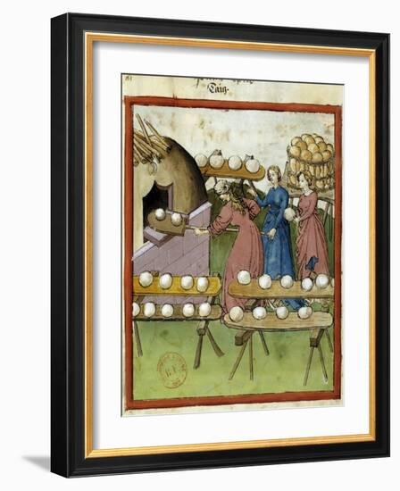 Female Bakers Making Bread - 14Th Cent. Illumination-null-Framed Giclee Print