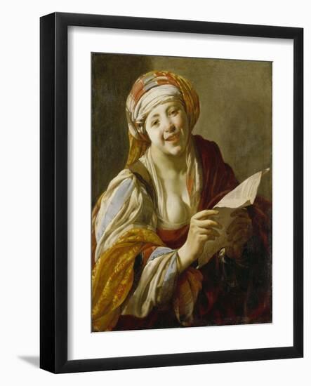 Female Balladeer, 1628-Hendrick Ter Brugghen-Framed Giclee Print