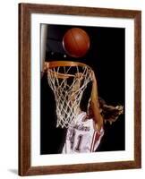 Female Basketball Player Slam Dunking-null-Framed Photographic Print