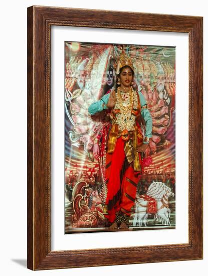 Female Bharata Natyam Dancer on Stage Performing Episode from the Ramayana Epic-null-Framed Giclee Print