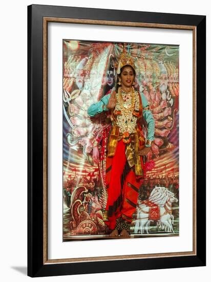 Female Bharata Natyam Dancer on Stage Performing Episode from the Ramayana Epic-null-Framed Giclee Print