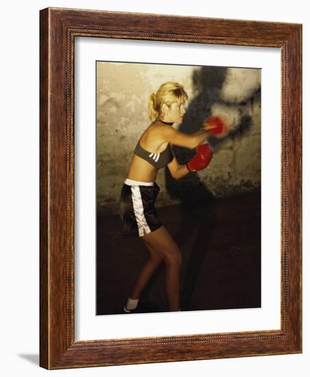 Female Boxer Practicing-null-Framed Photographic Print