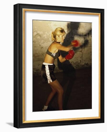 Female Boxer Practicing-null-Framed Photographic Print