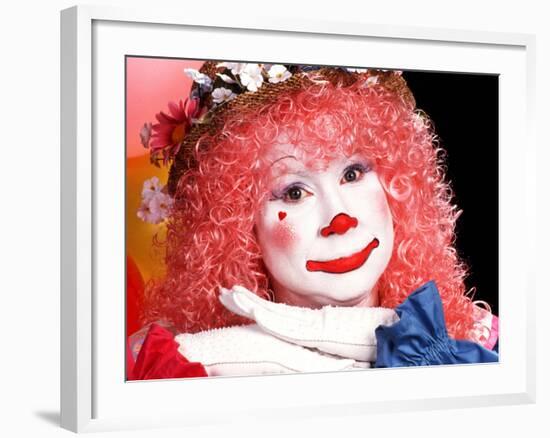 Female Clown with Pink Hair and Balloons-Bill Bachmann-Framed Photographic Print