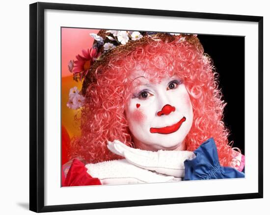 Female Clown with Pink Hair and Balloons-Bill Bachmann-Framed Photographic Print