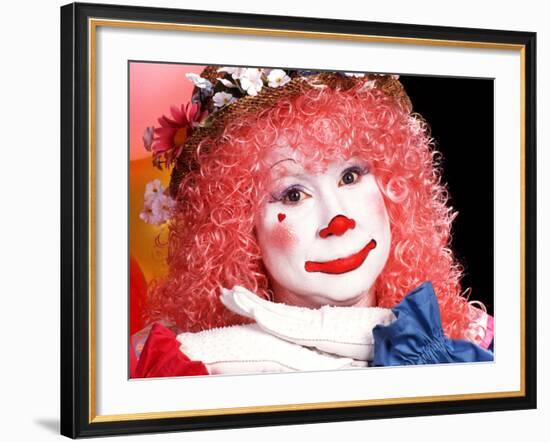 Female Clown with Pink Hair and Balloons-Bill Bachmann-Framed Photographic Print