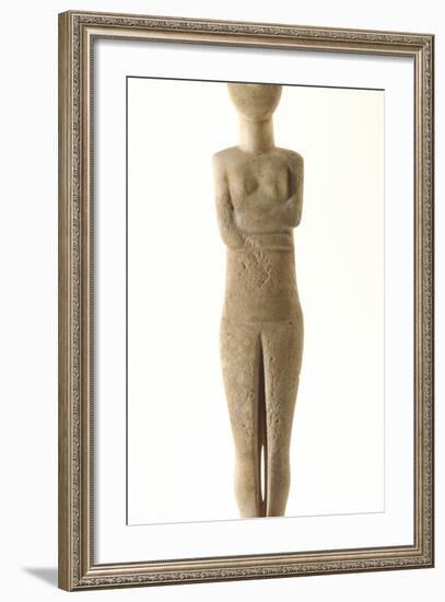 Female Cycladic Figure with Painted Features, Early Spedos Type-null-Framed Photographic Print