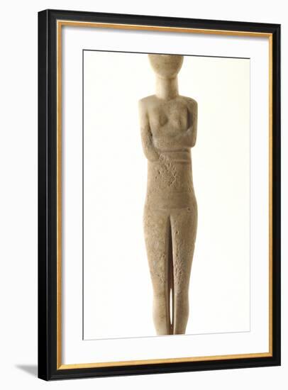 Female Cycladic Figure with Painted Features, Early Spedos Type-null-Framed Photographic Print