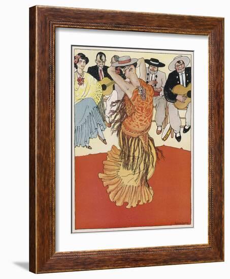 Female Dancer Accompanied by Guitars and Singers Who Also Keep the Rhythm by Clapping-Torne Esquius-Framed Art Print