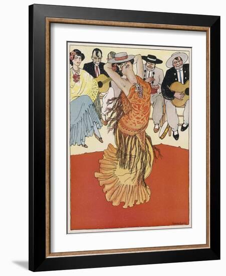 Female Dancer Accompanied by Guitars and Singers Who Also Keep the Rhythm by Clapping-Torne Esquius-Framed Art Print