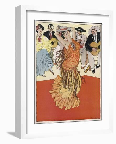 Female Dancer Accompanied by Guitars and Singers Who Also Keep the Rhythm by Clapping-Torne Esquius-Framed Art Print