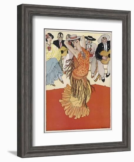 Female Dancer Accompanied by Guitars and Singers Who Also Keep the Rhythm by Clapping-Torne Esquius-Framed Art Print