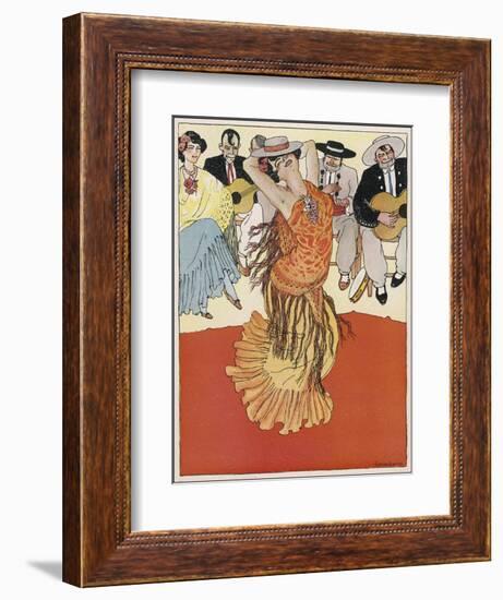 Female Dancer Accompanied by Guitars and Singers Who Also Keep the Rhythm by Clapping-Torne Esquius-Framed Art Print