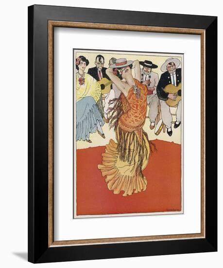 Female Dancer Accompanied by Guitars and Singers Who Also Keep the Rhythm by Clapping-Torne Esquius-Framed Art Print