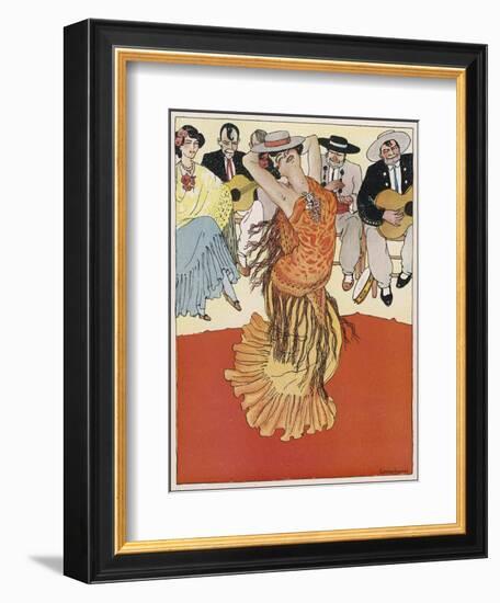 Female Dancer Accompanied by Guitars and Singers Who Also Keep the Rhythm by Clapping-Torne Esquius-Framed Art Print