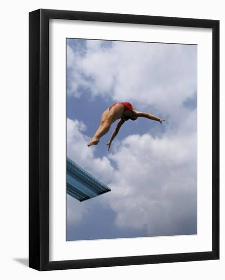 Female Diver in Pink Bathing Suit-null-Framed Photographic Print