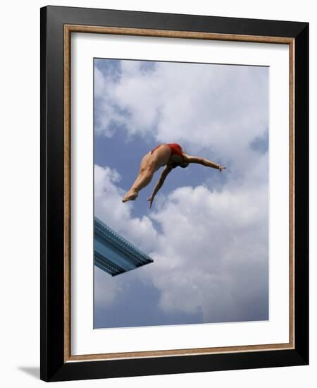 Female Diver in Pink Bathing Suit-null-Framed Photographic Print