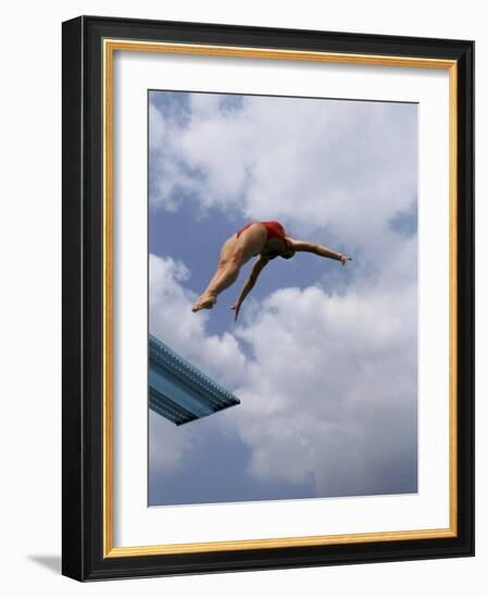 Female Diver in Pink Bathing Suit-null-Framed Photographic Print