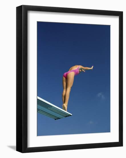 Female Diver in Pink Bathing Suit-null-Framed Photographic Print