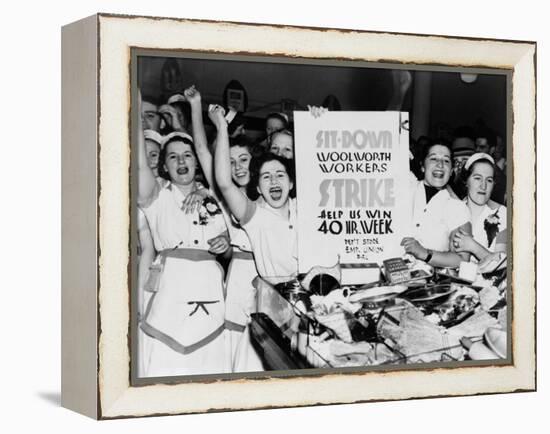 Female Employees of Woolworth Striking for a 40 Hour Week-null-Framed Stretched Canvas