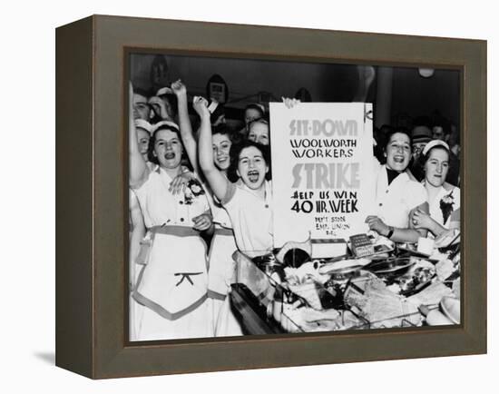 Female Employees of Woolworth Striking for a 40 Hour Week-null-Framed Stretched Canvas