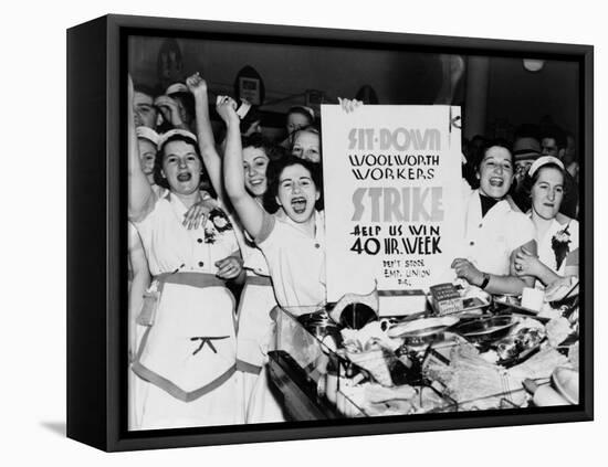 Female Employees of Woolworth Striking for a 40 Hour Week-null-Framed Stretched Canvas