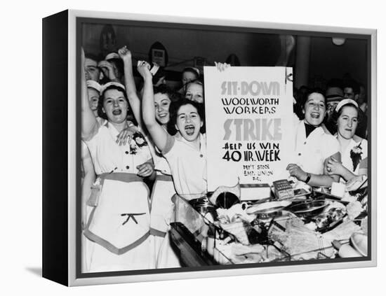 Female Employees of Woolworth Striking for a 40 Hour Week-null-Framed Stretched Canvas