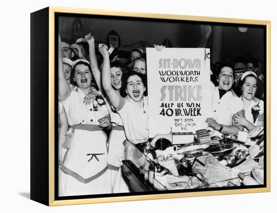 Female Employees of Woolworth Striking for a 40 Hour Week-null-Framed Stretched Canvas