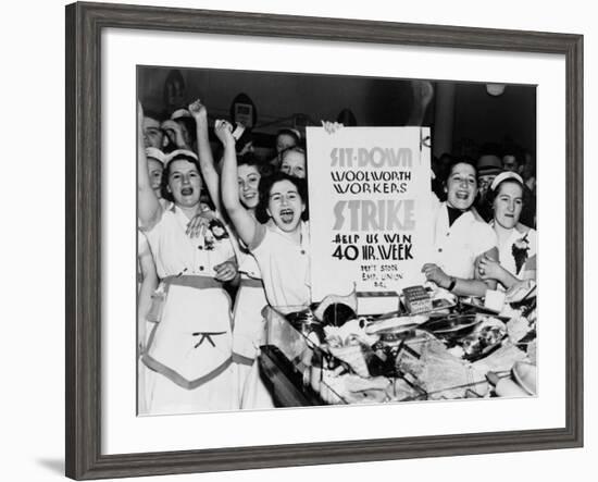 Female Employees of Woolworth Striking for a 40 Hour Week-null-Framed Photo