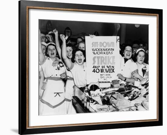 Female Employees of Woolworth Striking for a 40 Hour Week-null-Framed Photo