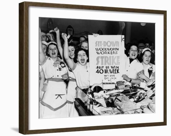 Female Employees of Woolworth Striking for a 40 Hour Week-null-Framed Photo