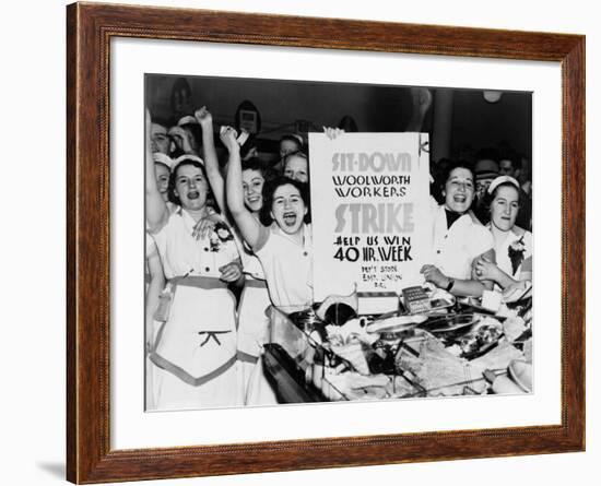 Female Employees of Woolworth Striking for a 40 Hour Week-null-Framed Photo