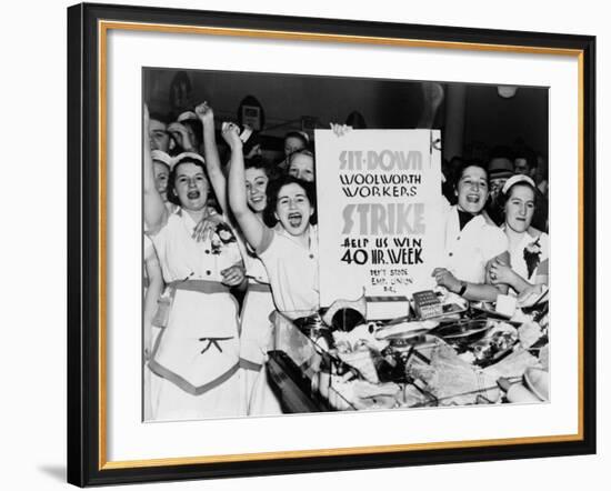 Female Employees of Woolworth Striking for a 40 Hour Week-null-Framed Photo