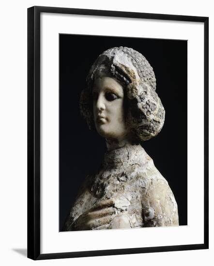 Female Figure in Limestone and Stucco, Detail of the Face, Artefact from Seleucia, Iraq-null-Framed Giclee Print