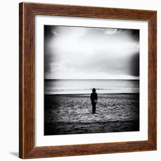 Female Figure Standing Alone on Beach-Rory Garforth-Framed Photographic Print
