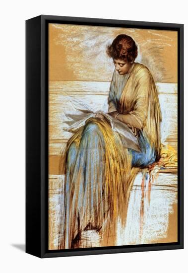 Female Figure Study (Pastel on Paper)-Albert Joseph Moore-Framed Premier Image Canvas