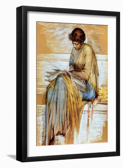 Female Figure Study (Pastel on Paper)-Albert Joseph Moore-Framed Giclee Print