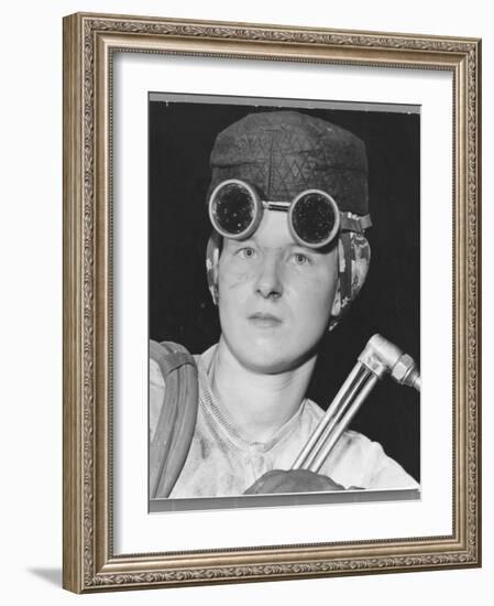 Female Flame Cutter Audrey Mae Hulse at the American Bridge Co-Margaret Bourke-White-Framed Photographic Print