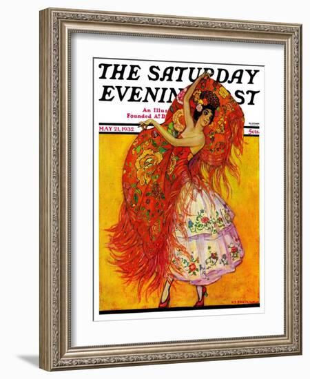 "Female Flamenco Dancer," Saturday Evening Post Cover, May 21, 1932-Henry Soulen-Framed Giclee Print