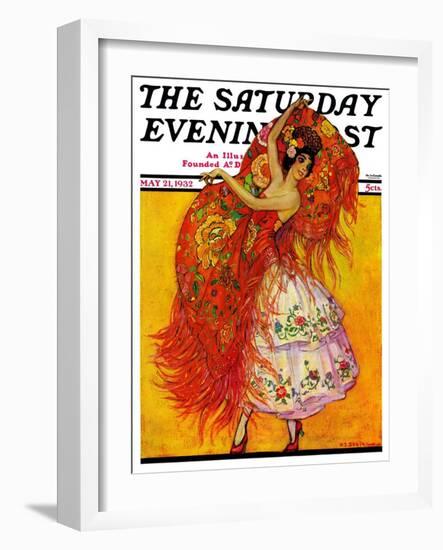 "Female Flamenco Dancer," Saturday Evening Post Cover, May 21, 1932-Henry Soulen-Framed Giclee Print