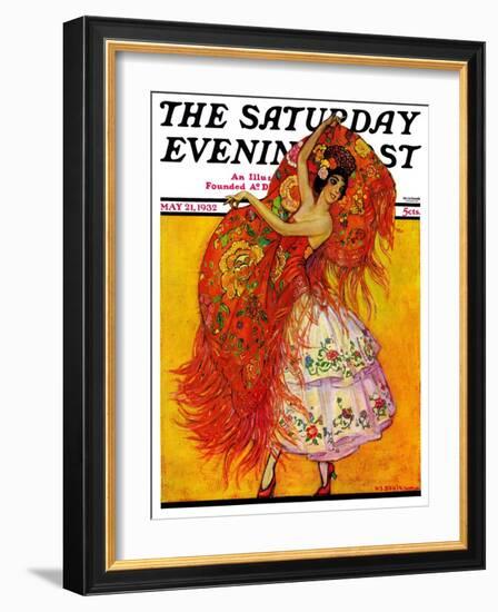 "Female Flamenco Dancer," Saturday Evening Post Cover, May 21, 1932-Henry Soulen-Framed Giclee Print