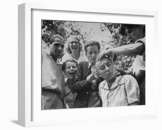 Female French Collaborator Having Her Head Shaved During Liberation of Marseilles-Carl Mydans-Framed Photographic Print
