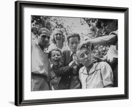 Female French Collaborator Having Her Head Shaved During Liberation of Marseilles-Carl Mydans-Framed Photographic Print