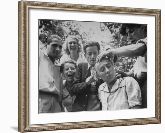 Female French Collaborator Having Her Head Shaved During Liberation of Marseilles-Carl Mydans-Framed Photographic Print