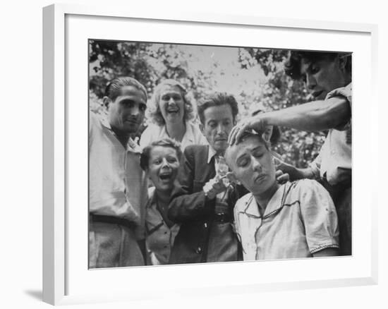 Female French Collaborator Having Her Head Shaved During Liberation of Marseilles-Carl Mydans-Framed Photographic Print