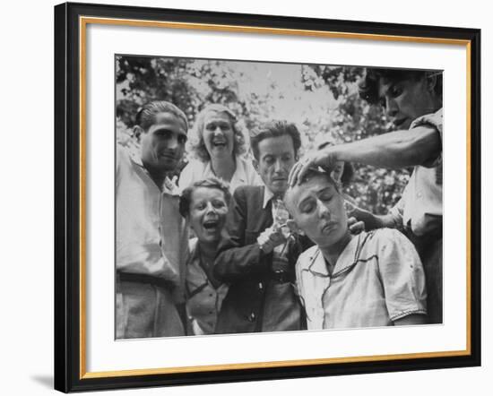 Female French Collaborator Having Her Head Shaved During Liberation of Marseilles-Carl Mydans-Framed Photographic Print