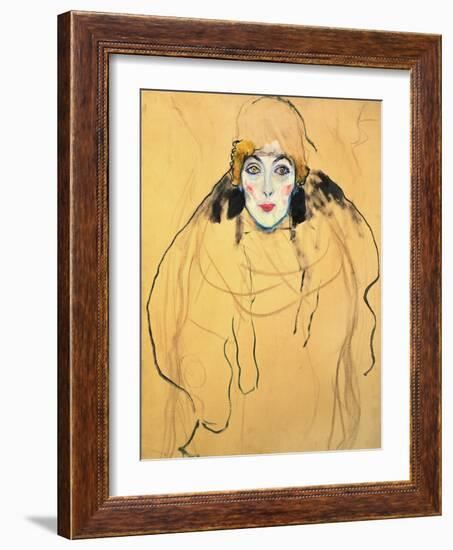 Female Head, 1917/18-Gustav Klimt-Framed Giclee Print